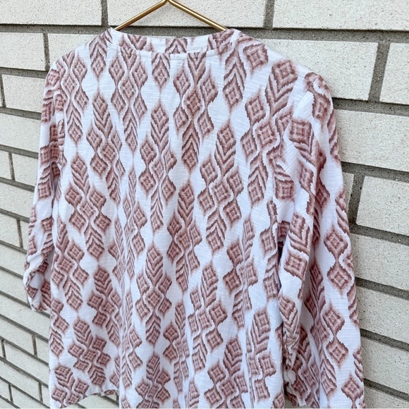 Pure J Jill Mauve Brown Ikat Print Top Knit Tunic Cotton - Picture 4 of 7